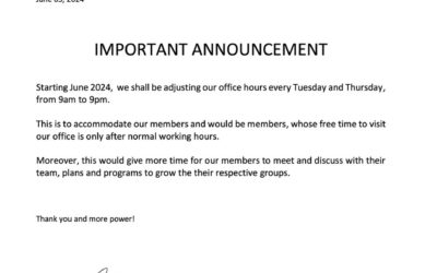 OFFICE HOURS IMPORTANT ANNOUNCEMENT